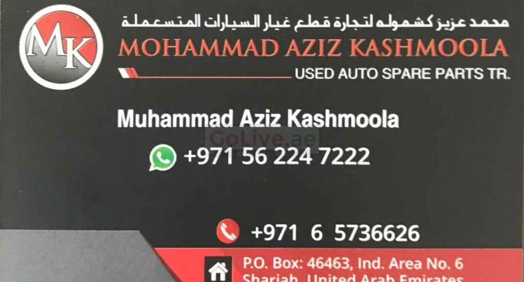 MOHAMMAD AZIZ KASHMOOLA USED AUTO SPARE PARTS ( ONLY TUNDRA)