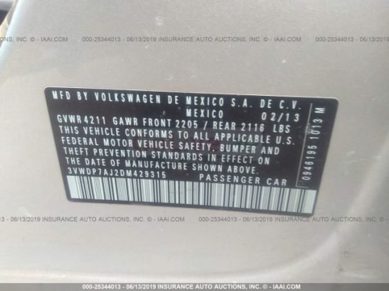 2013 Volkswagen‬ Jetta Usa Import for sale only for AED 12500