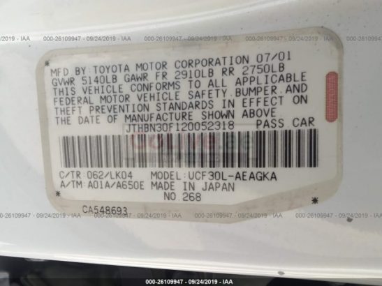 Lexus LS 430 2002 imported for sale in as is condition