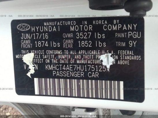 2017 Hyundai Accent 2017 sedan usa imported car
