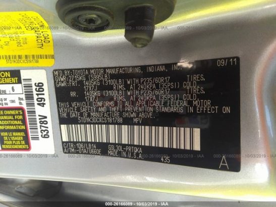 2012 TOYOTA SIENNA XLE/LIMITED USA IMPORTED FOR SALE