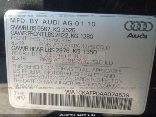 AUDI Q5 2010 FULL OPTION USA IMPORTED FOR SALE ONLY FOR 15500 AED