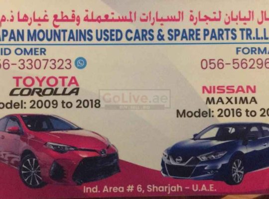 Japan Mountains Used Cars & Spare Parts TR LLC – Only Corolla and Maxima Parts ( Used Auto Parts)