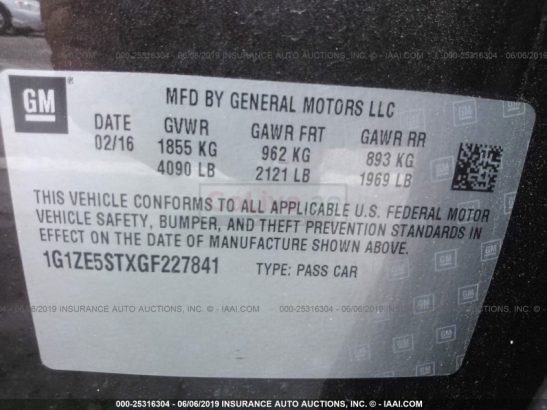2016 CHEVROLET MALIBU FRESH US IMPORT FOR SALE