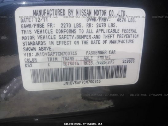 2012 INFINITI G25 IMPORTED CAR FOR SALE