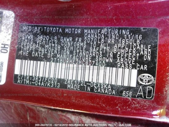 2017 TOYOTA COROLLA USA IMPORT FOR SALE