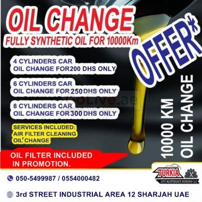 Porsche Car ENgine & Filter Change Service Offer just 300 AED, Limited Edition at Turkia Auto Workshop Sharjah UAE.