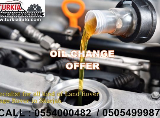 Land Rover Range Rover Engine Oil & Filter Change Service Offer 350 AED at Turkia Auto Workshop Sharjah