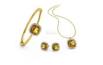 Gold Plated Bangle, Necklace and 1 pair of Earrings