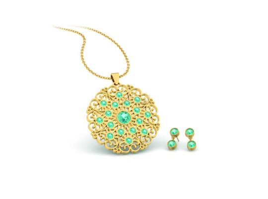 Gold Plated Necklace and 1 pair of Earrings