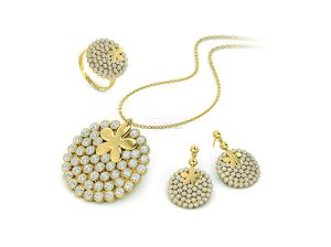 Gold Plated Necklace, Ring and 1 pair of Earrings