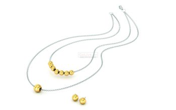Two-tone 2-Layered Necklace with 1 pair of Earrings