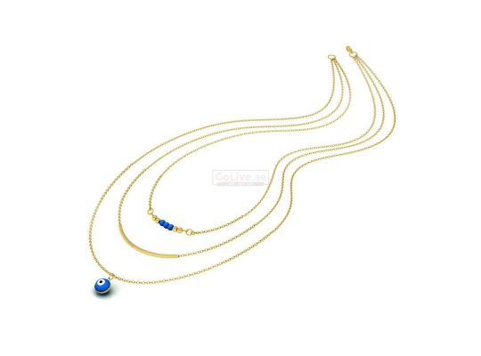 Gold Plated 3-Layered Eye Charm Necklace