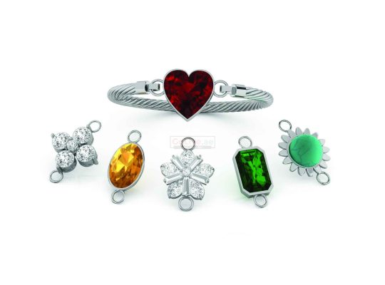 Silver Plated Interchangeable Charm Bangle Set