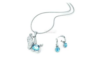 Silver Plated Pony Necklace with 1 pair of Earrings