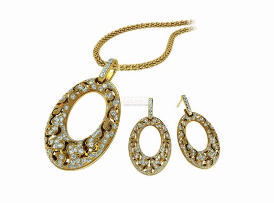 Gold Plated Necklace and 1 pair of Earrings