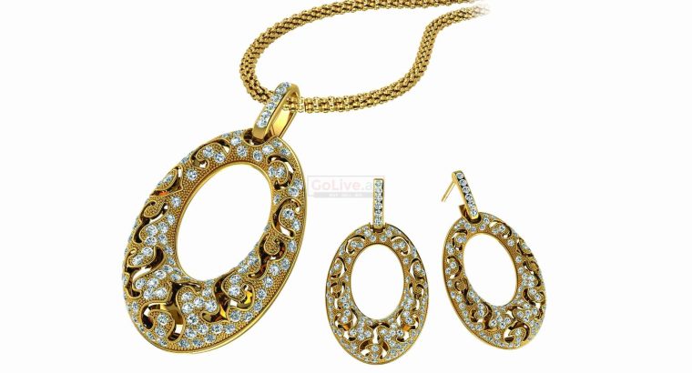 Gold Plated Necklace and 1 pair of Earrings