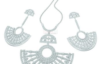 Silver Plated Art Deco Inspired Necklace and Earrings Set