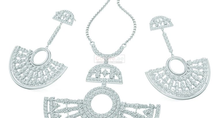 Silver Plated Art Deco Inspired Necklace and Earrings Set
