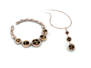 Rose Gold Plated Leopard Design Pendant and Bracelet Set