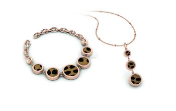 Rose Gold Plated Leopard Design Pendant and Bracelet Set