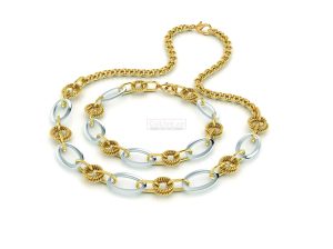Gold/Silver Link Necklace and Bracelet Set