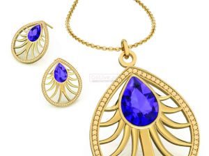 Gold Plated Teardrop Necklace and 1 pair of Earrings