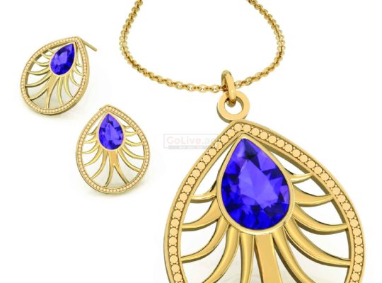 Gold Plated Teardrop Necklace and 1 pair of Earrings