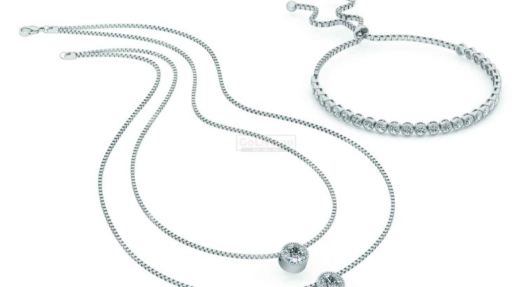Silver Plated 2-Layered Necklace and Adjustable Bracelet Set