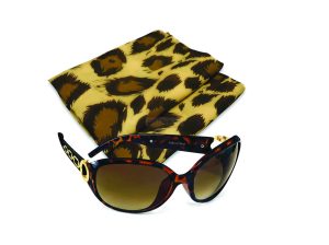Ladies Sunglasses with Chiffon Leopard-print Scarf