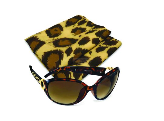 Ladies Sunglasses with Chiffon Leopard-print Scarf