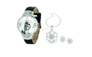 Silver Crystal Dial Ladies Watch with Free Jewelry Set