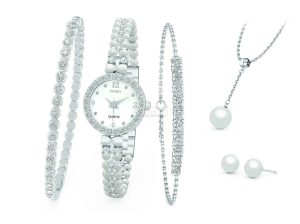 Silver Plated Watch, Bangle, Bracelet, Necklace and 1 pair of Earrings