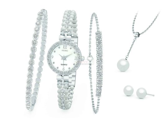 Silver Plated Watch, Bangle, Bracelet, Necklace and 1 pair of Earrings