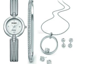 Silver Plated Watch, Bangle, Necklace and 2 pairs of Earrings
