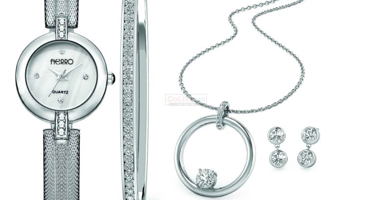 Silver Plated Watch, Bangle, Necklace and 2 pairs of Earrings