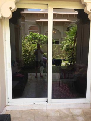 Aluminium and glass door installation
