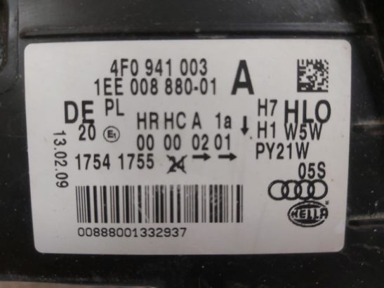 AUDI A6 2005 TO 2008 HEADLIGHTS NON XENON FOR BASIC OPTION PART NO 4FO941003