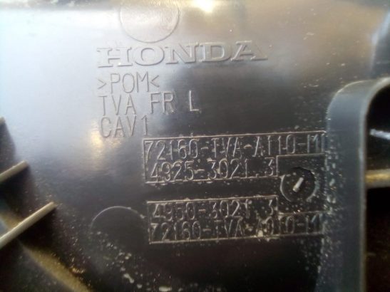 HONDA ACCORD LHD 2018 2019 2020 Handle Assembly L *NH900L* (Deep Black) PART NO 72160 TVA A110 OEM ( Genuine Used HONDA PARTS)