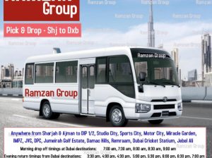Pick and Drop from Sharjah to DIP / Motor City
