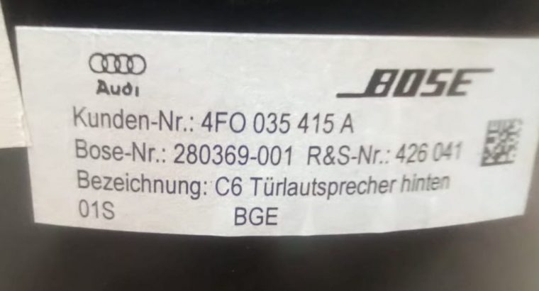 Audi A6 C6 Q7 2007 TO 2012 Bose Rear Door Mid Range Speaker RIGHT AND LEFT PART NO 4F0035415A ( Genuine Used AUDI Parts )