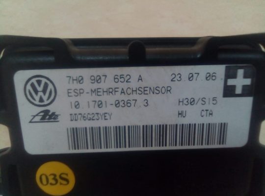 AUDI Q7 VW TOUAREG TRANSPORTER AUDI TT PORSCHE CAYENNE ACCELERATION SENSOR ESP PART NO 7H0907652A OEM ( Genuine Used AUDI Parts )