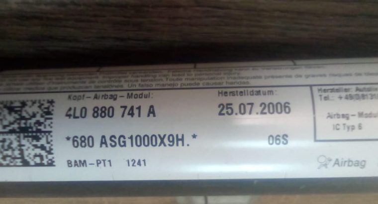 AUDI Q7 2007 TO 2015 Front Driver Left Roof Air SRS Bag PART NO 4L0880741A ( Genuine Used AUDI Parts )