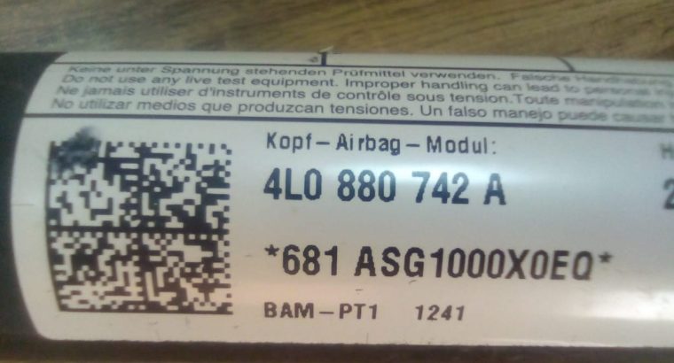 AUDI Q7 2007 TO 2015 RIGHT PASSENGER SIDE UPPER ROOF HEAD CURTAIN SRS AIRBAG PART NO 4L0880742A ( Genuine Used AUDI Par