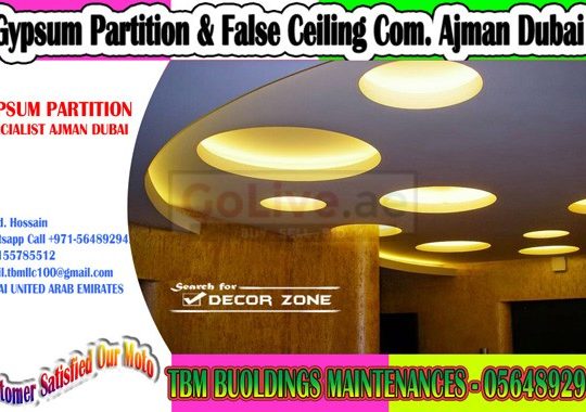 Gypsum ceiling partition work contractor in Dubai Ajman Sharjah