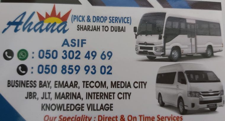 Shariah to Dubai, J.L.T,JBR, Media city, Tee com, Emaar business park,