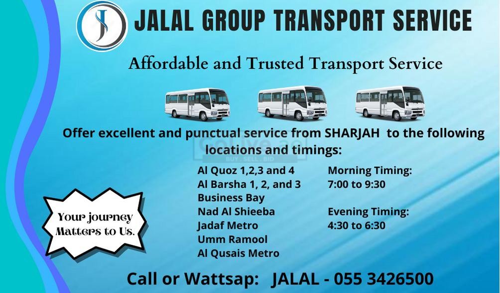 Sharjah to Al quoz,Al Qusais,Al Jadaf metro,Umm Ramool