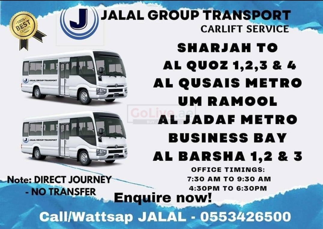 Pick and Drop Service-Sharjah to Al Quoz