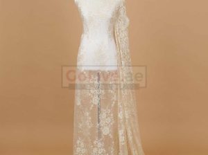 Gold Lace fabric with same tone embroidery in floral design-D9256