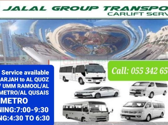 Carlift-Sharjah to Al Quoz,Umm Ramool,Al Jadaf,Al Qusais Metro